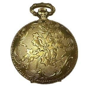 Vintage Dorset mini pocket watch wind up Works! Floral pattern on front & back